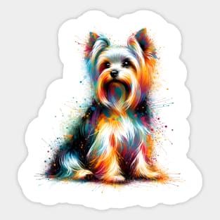 Elegant Silky Terrier in Colorful Splash Art Style Sticker